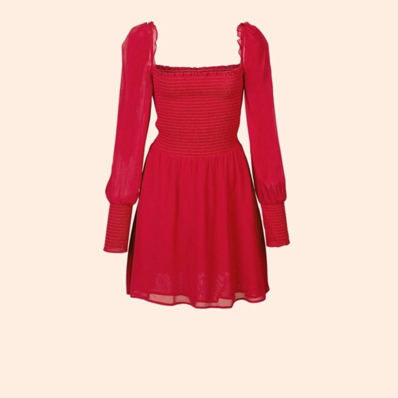Reformation Red Long Sleeved Dress Size Small - Picture 1 of 6